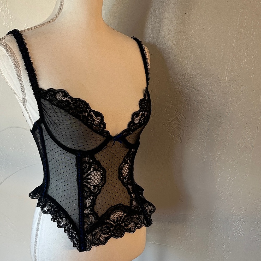 Vintage Jezebel René of Hollywood Sheer Pin-Up Bustier Lingerie Top — RN 17493 - Picture 4 of 13